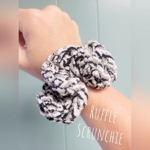 Crocheted ruffle scrunchies